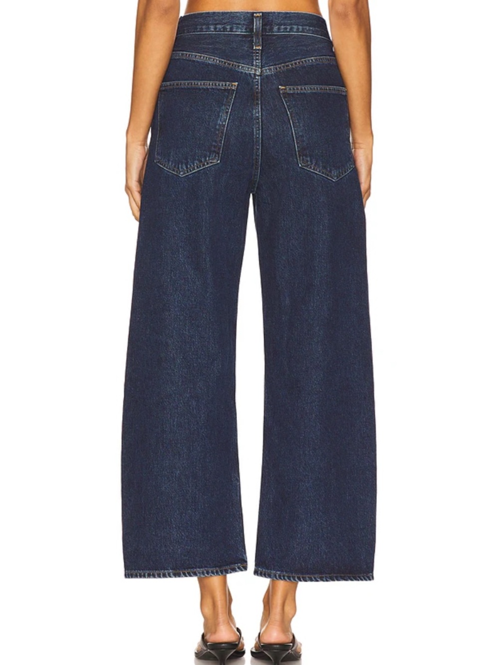 Agolde Low Curve Crop Denim Cotton Jeans Baggy Relaxed Pants Pendulum Dark Wash - Picture 3 of 11